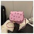 Roze vierkante crossbodytas met kersenprint en verstelbare schouderriem mode - Roze