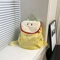 Yellow children's backpack with creative apple slice design and light green straps - Apple Style (QS-9848) / Yellow