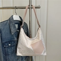 Chique hobo-tas met geometrische monogramstof en roze lederen detailzak - Roze