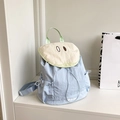 Japanese style light blue drawstring backpack with cute cartoon pear character design - Pear Style (QS-9848) / Blue
