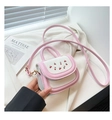 Pink and white cherry print mini crossbody bag with top handle and gold hardware - Pink Without Pendant