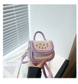 Cute white and purple mini crossbody bag with cherry patterns and top handle - Purple Without Pendant