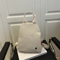 Minimalist off-white multi-functional backpack and handbag with fashion woven label - Beige