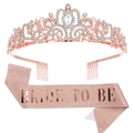 Set fascia Bride to be oro rosa e tiara di cristallo per decorazioni addio al nubilato - Oro Rosa (Tessuto Glitterato)