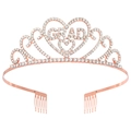 Corona di laurea in oro rosa con cristalli bianchi e scritte GRAD a forma di cuore su sfondo bianco - Oro rosa