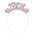 Diadema rosa con purpurina It's My Birthday para fiesta de cumpleaños infantil - Rosa