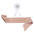 Bride to Be set with rose gold glitter sash and white floral lace badge for bachelorette party - One Size / Rose Gold