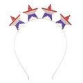 Detail of US Independence Day headband with red, white and blue rhinestone stars - USA Flag Color Four Stars Intertwined Style (FG157)