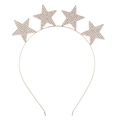 Detail of gold metal headband with four rhinestones-encrusted stars for Independence Day - Gold Five-Pointed Star Style (FG157)