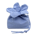 Piccola borsa a secchiello a quadretti blu con chiusura a pieghe stile petalo - Blu