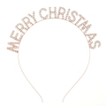 Rose gold Merry Christmas headband with crystal rhinestones for holiday parties - FG121 Rose Gold Headband