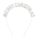 Elegante cerchietto argento Merry Christmas con strass brillanti per le festività - Bianco K/Argento