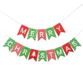 Red and green Merry Christmas banner set with white tree accents for party decor - Multicolor Christmas Style