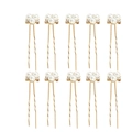 Set di 10 forcine per capelli dorate a U con perle bianche e piccoli cristalli - Oro
