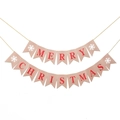 Pink Merry Christmas bunting banner with red lettering and white snowflake holiday decor - Pink and Red Christmas Style