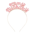 Cerchietto per compleanno dorato con scritta rosa IT'S MY BIRTHDAY su bianco - Rosa (Nuovo)