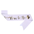 Fascia glitter Mom to Be con scritte in oro e impronte di piedi per baby shower party - Taglia unica / Bianco con scritte dorate