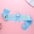 Set fascia Mommy to Be e spilla Daddy to Be blu per decorazioni di baby shower - Fascia E Distintivo Mommy To Be Blu