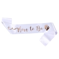 Weiße Satin Schärpe Mom to Be mit roségoldener Schrift und Babyfüßen für Babypartys - Einheitsgröße / Weißes Band mit Roségoldener Schrift