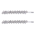 Set di due fermagli per capelli da sposa argentati con doppie file di strass lucidi - Argento