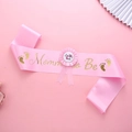 Pink Mommy to Be sash and Daddy to Be badge set for baby shower party decorations - Mommy To Be Pink Sash And Badge