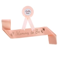 Set fascia Mommy to Be e spilla Daddy to Be rosa per baby shower e festa rivelazione genere - Fascia E Distintivo Mommy To Be Champagne