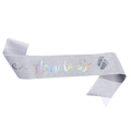 Sparkling silver glitter Mom to Be sash with laser holographic lettering and baby footprints - One Size / Silver AB