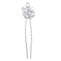 Forcina per capelli argento con cristalli marquise a foglia e accenti di diamanti - Argento (1 Pz)