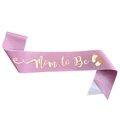 Pink glitter Mom to Be sash with gold foil lettering and cute footprints for baby shower - One Size / Pink Gold Text