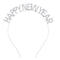 Diadema plateada Happy New Year con letras de cristal sobre montura metálica - Plateado
