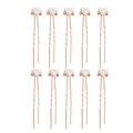 Set di 10 forcine a U color oro rosa con perle bianche e cristalli lucenti - Oro rosa
