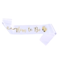 Weiße Satin-Schärpe Mom to Be mit goldener Aufschrift und kleinen Fußabdrücken - Einheitsgröße / Weißes Band mit Goldener Schrift