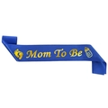 Dunkelblaue Satin Mom To Be Schärpe mit Goldfolien-Schriftzug und Babyfußabdrücken - Einheitsgröße / Königsblau mit Goldener Schrift