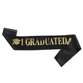 Fascia per laurea in raso nero con testo dorato metallizzato I GRADUATED - Taglia unica / Nero Oro
