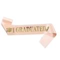 Fascia per laurea in raso rosa con scritta dorata I GRADUATED e icone accademiche - Taglia unica / Lettere Oro Champagne