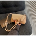 Beige Umhängetasche mit funkelnder Strass-Klappe und elegantem goldenem Magnetverschluss - Khaki
