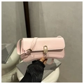 Elegant light pink underarm bag with gold oval twist lock and adjustable strap - Pink