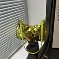 Borsa a spalla alla moda con paillettes verde neon da donna in stile borsa a cuscino - Verde