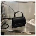 Piccola borsa quadrata nera minimalista in ecopelle con elegante manico superiore - Nero