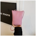 Pink lychee texture mini crossbody phone bag with slim shoulder strap for women - Pink