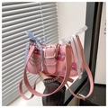 Y2K Handtasche in Rosa mit Silberketten, Sternnieten und weißen Dekoschleifen - Rosa