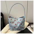Sac à bandoulière bleu clair avec motif de cerises rouges pour femme en été - Bleu