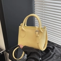 Elegant bright yellow square crossbody bag with silver hardware for women fashion - Basic Style / Yellow