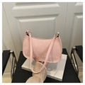 Borsa a baguette rosa con motivo a serpente e finiture metalliche oro chiaro - Rosa