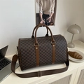 Large travel bag with dark brown M monogram print and adjustable shoulder strap - Coffee (M Letter Print)