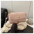 Minimalist light pink PU leather crossbody bag with golden heart buckle decoration - Pink