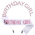 Set compleanno con tiara di strass rosa e fascia in raso bianco Birthday Girl - Bianco