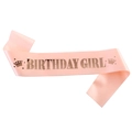 Fascia di compleanno rosa in satin Birthday Girl con scritte in oro rosa lucido - Taglia unica / Oro rosa