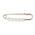 Spilla di perle alla moda per donna con cinque perle bianche su base in metallo dorato - Oro