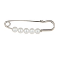 Spilla da balia alla moda con cinque perle bianche su base in metallo argento - Argento
